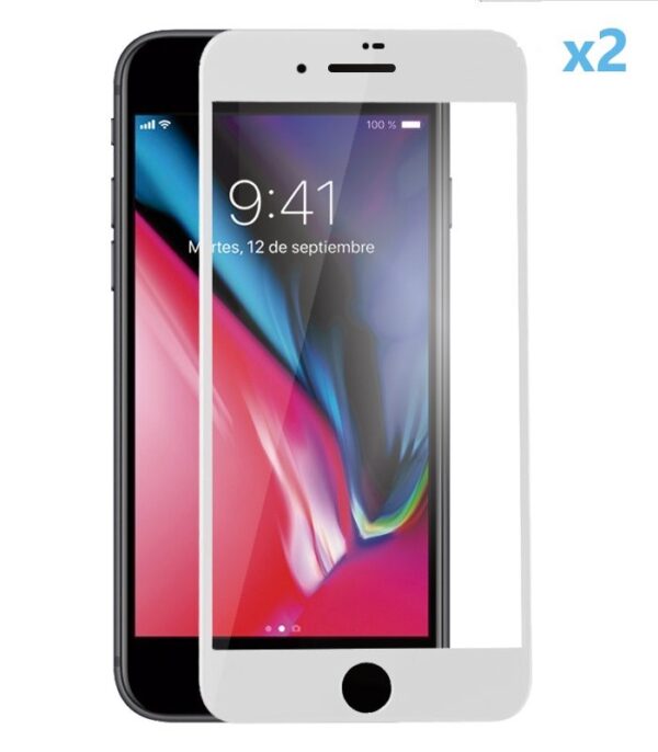 Película Vidro temperado Apple iPhone 7/ 8 Plus Branco Fullcover 2 unidades