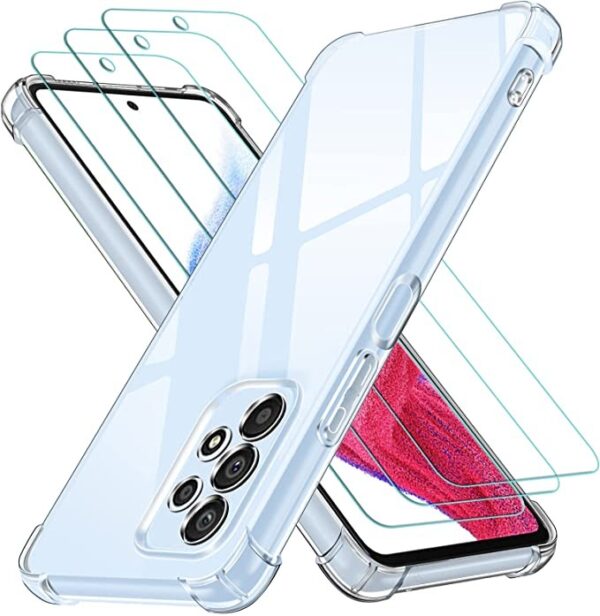 Capa Antichoque Samsung Galaxy A33 5G com 3 películas vidro temperado Transparente