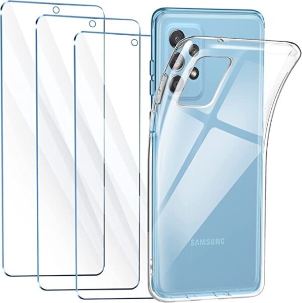 Capa Silicone Samsung Galaxy A33 5G com 3 películas vidro temperado Transparente