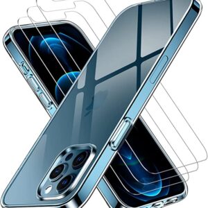 Capa Silicone iPhone 12/ 12 Pro com 3 películas vidro temperado Transparente
