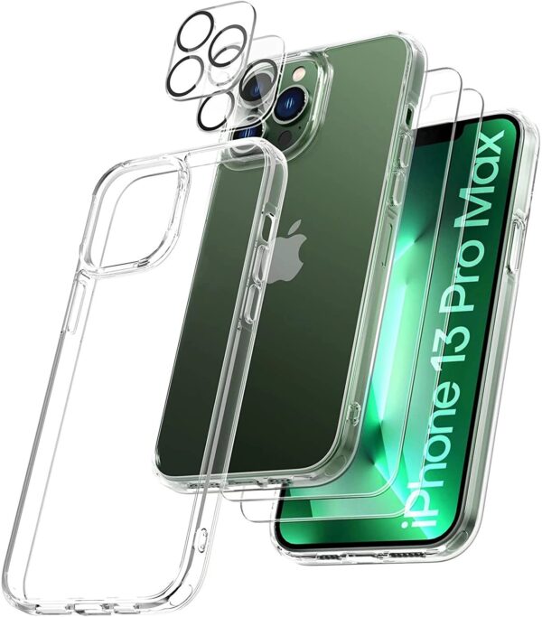 Capa Antichoque iPhone 13 Pro Max com 2 películas vidro temperado 2 películas camera