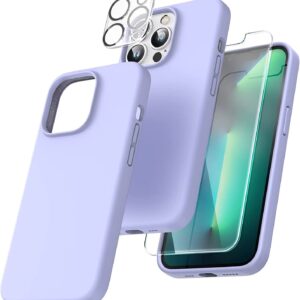 Capa Silicone Lilás iPhone 13 Pro com 1 película vidro temperado 1 película camera