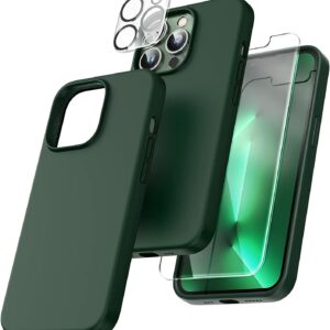 Capa Silicone Verde iPhone 13 Pro Max com 1 película vidro temperado 1 película camera
