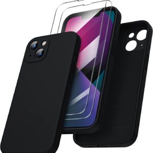 Capa Silicone 3D Preto iPhone 13 com 2 películas vidro temperado