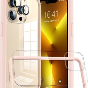 Capa Bumper Case Rosa iPhone 13 Pro com 1 película vidro temperado 1 proteção lente