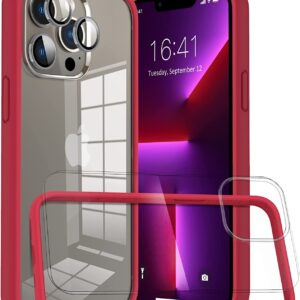 Capa Bumper Case vermelho iPhone 13 Pro com 1 película vidro temperado 1 proteção lente