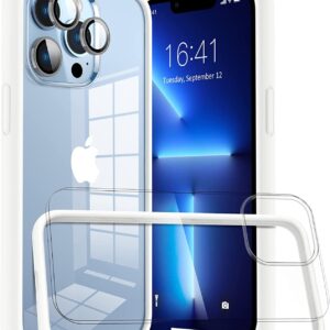 Capa Bumper Case Bege iPhone 13 Pro com 1 película vidro temperado 1 proteção lente