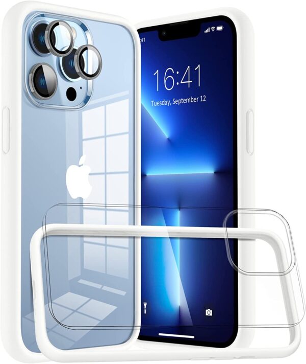 Capa Bumper Case Bege iPhone 13 Pro com 1 película vidro temperado 1 proteção lente