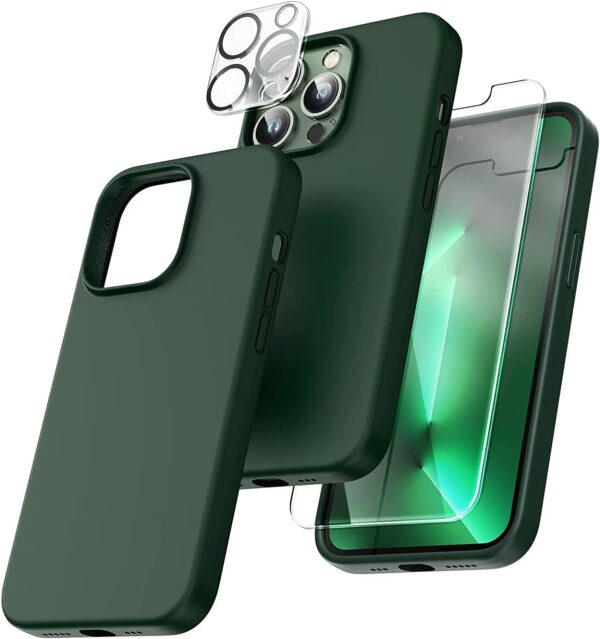 Capa Silicone Verde iPhone 12 Pro Max com 1 película vidro temperado 1 película camera
