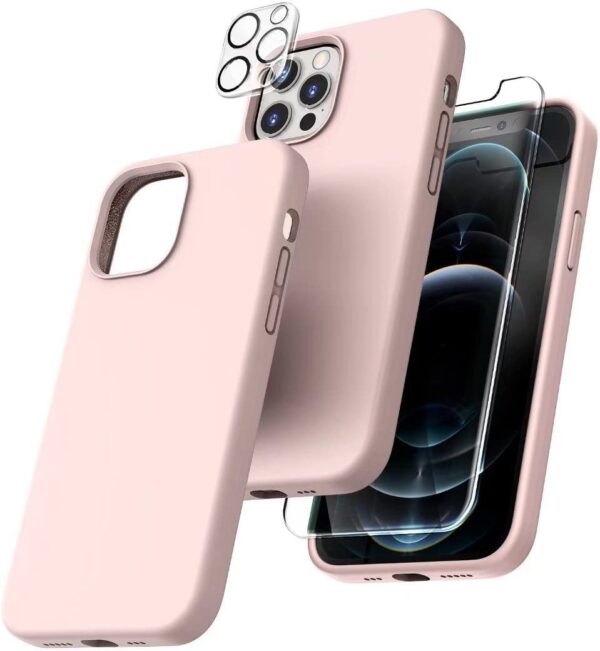 Capa Silicone Rosa iPhone 11 Pro Max com 1 película vidro temperado 1 película camera