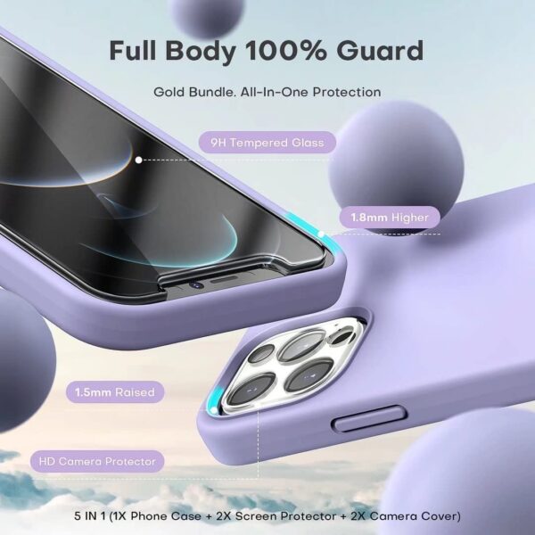 Capa Silicone Lilás iPhone 11 Pro com 1 película vidro temperado 1 película camera