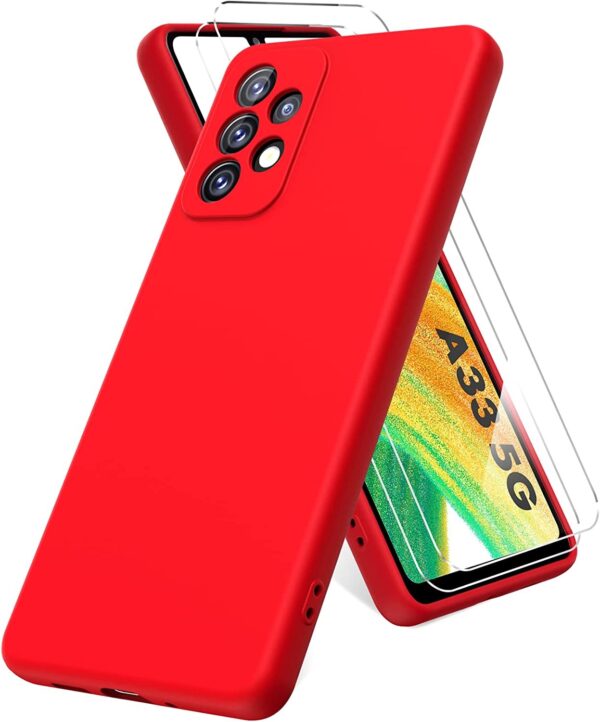 Capa Silicone Vermelho Samsung Galaxy A33 5G com 2 películas vidro temperado