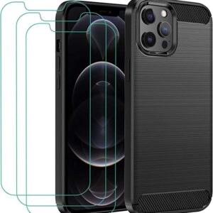 Capa Carbon iPhone 14 Pro com 3 películas vidro temperado