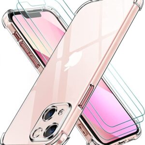 Capa Antichoque iPhone 14 com 3 películas vidro temperado Transparente