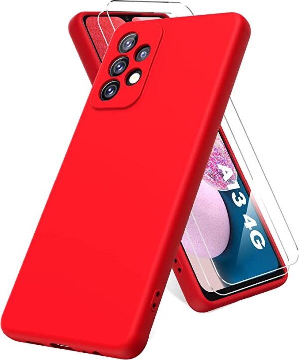 Capa Silicone Suave Samsung Galaxy A13 5G com 2 películas vidro temperado Vermelho