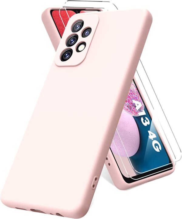 Capa Silicone Suave Samsung Galaxy A13 5G com 2 películas vidro temperado Rosa