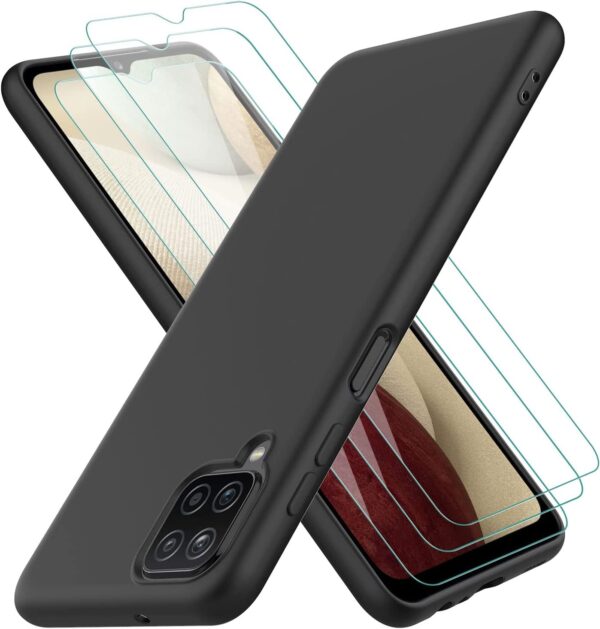 Capa Silicone Samsung Galaxy A22 4G com 3 películas vidro temperado Preto