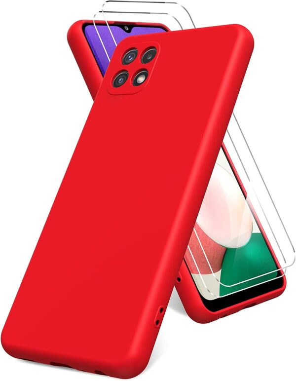 Capa Silicone Suave Samsung Galaxy A22 4G com 2 películas vidro temperado Vermelho