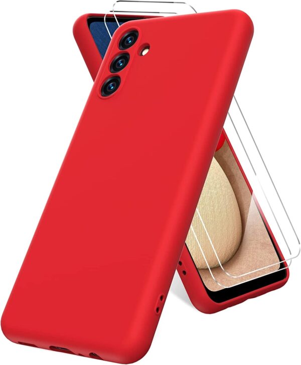 Capa Silicone Suave Samsung Galaxy A32 5G com 2 películas vidro temperado Vermelho