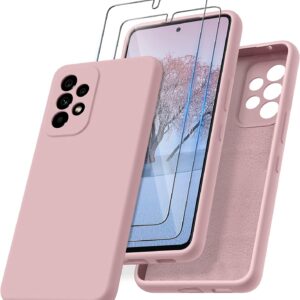 Capa Silicone Suave Samsung Galaxy A52 5G com 2 películas vidro temperado Rosa