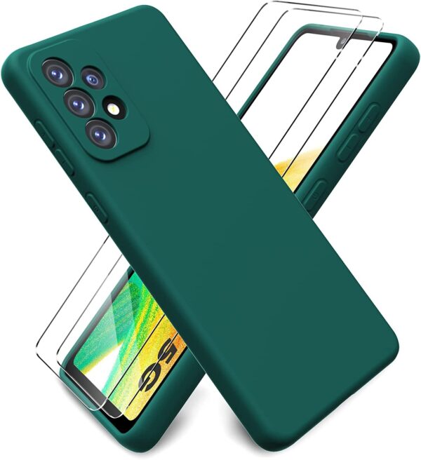 Capa Silicone Suave Samsung Galaxy A52 5G com 2 películas vidro temperado Verde Escuro