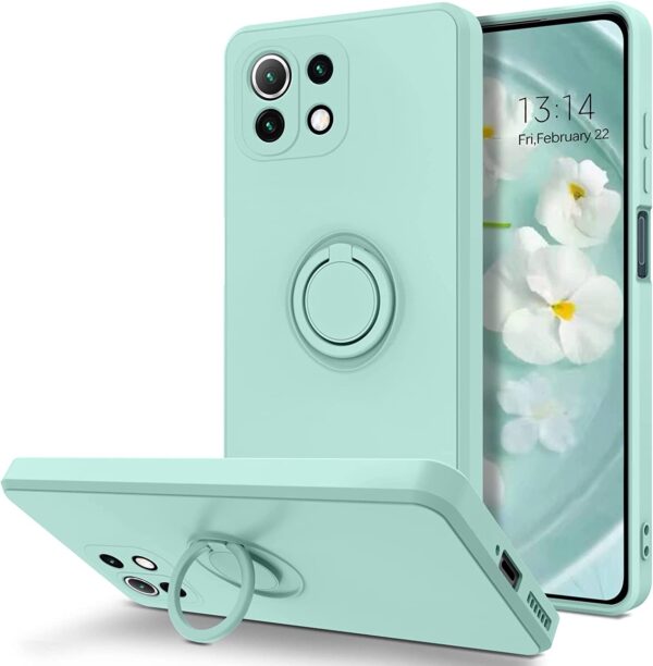 Capa Silicone Líquido com Anel Xiaomi Mi 11 Lite Verde Água