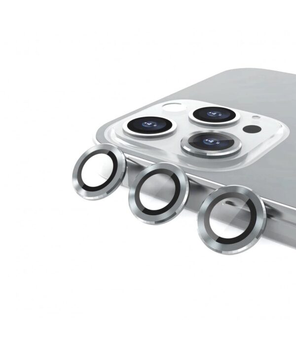 Película Vidro Temperado Metálica Câmara Traseira iPhone 11 Pro/ 11 Pro Max/ 12 Pro Prateado