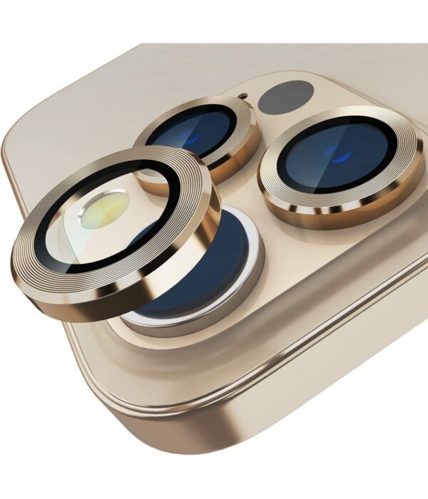 Película Vidro Temperado Metálica Câmara Traseira iPhone 11 Pro/ 11 Pro Max/ 12 Pro Dourado