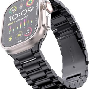 Bracelete Aço Apple Watch Preto 42/  44/ 45 Mm