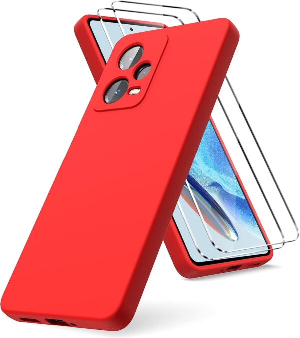 Capa Silicone Líquido com 2 Películas Xiaomi Redmi Note 12 4G Vermelho