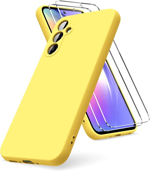 Capa Silicone Líquido com 2 Películas Galaxy A54 Amarelo