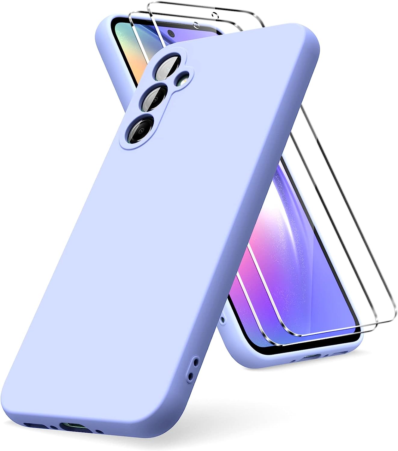 Capa Silicone Líquido com 2 Películas Galaxy A54 Lilás