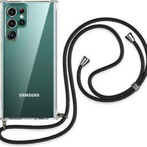 Capa Silicone Transparente Samsung Galaxy S22 Ultra Cordão Preto
