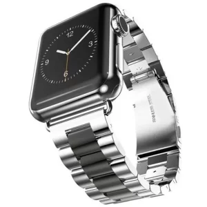 Bracelete Aço Apple Watch Preto/Prata 38/  40/ 41 Mm (Cópia)