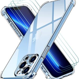 Capa Anti-choque Transparente para iPhone 15 Pro Max com 3 películas vidro temperado
